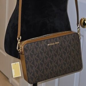 Michael Kors crossbody handbag, brown and luggage tan.